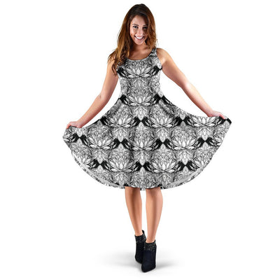 Lotus Mandala Print Pattern Sleeveless Dress