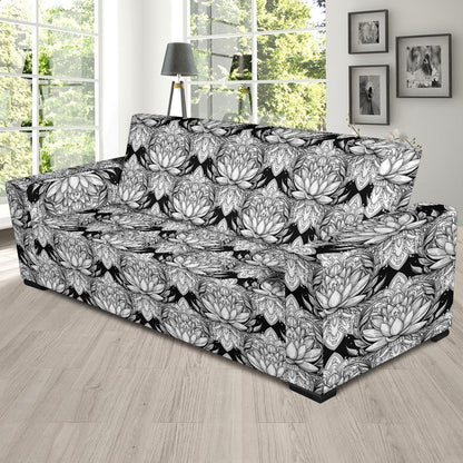 Lotus Mandala Print Pattern Sofa Slipcover-JTAMIGO.COM