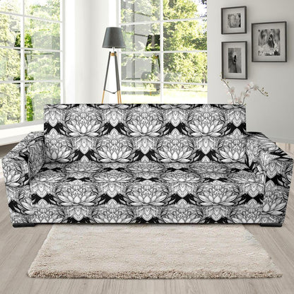 Lotus Mandala Print Pattern Sofa Slipcover-JTAMIGO.COM
