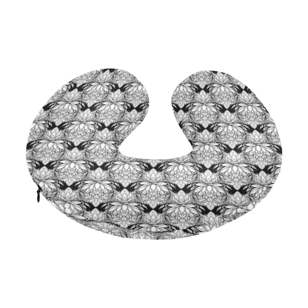 Lotus Mandala Print Pattern U-Shaped Travel Neck Pillow-JTAMIGO.COM