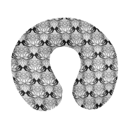 Lotus Mandala Print Pattern U-Shaped Travel Neck Pillow-JTAMIGO.COM