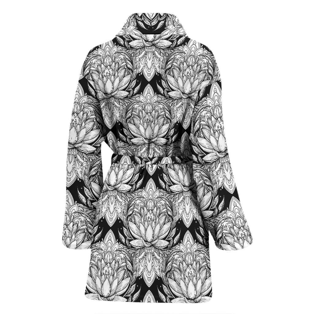 Lotus Mandala Print Pattern Women Bath Robe-JTAMIGO.COM