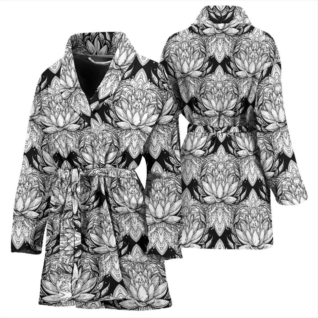 Lotus Mandala Print Pattern Women Bath Robe-JTAMIGO.COM