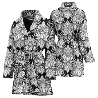 Lotus Mandala Print Pattern Women Bath Robe-JTAMIGO.COM