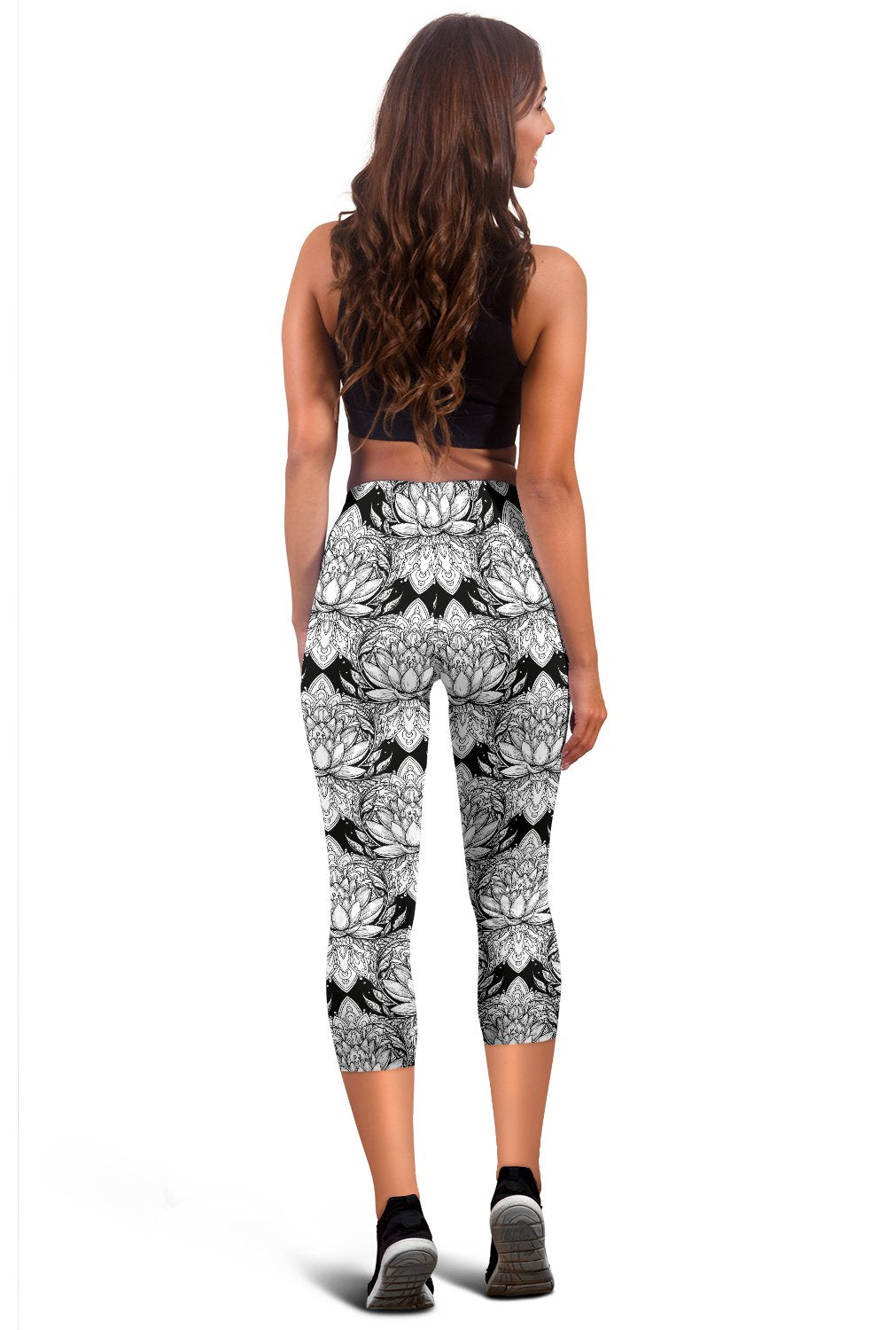 Lotus Mandala Print Pattern Women Capris