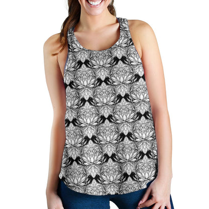 Lotus Mandala Print Pattern Women Racerback Tank Top