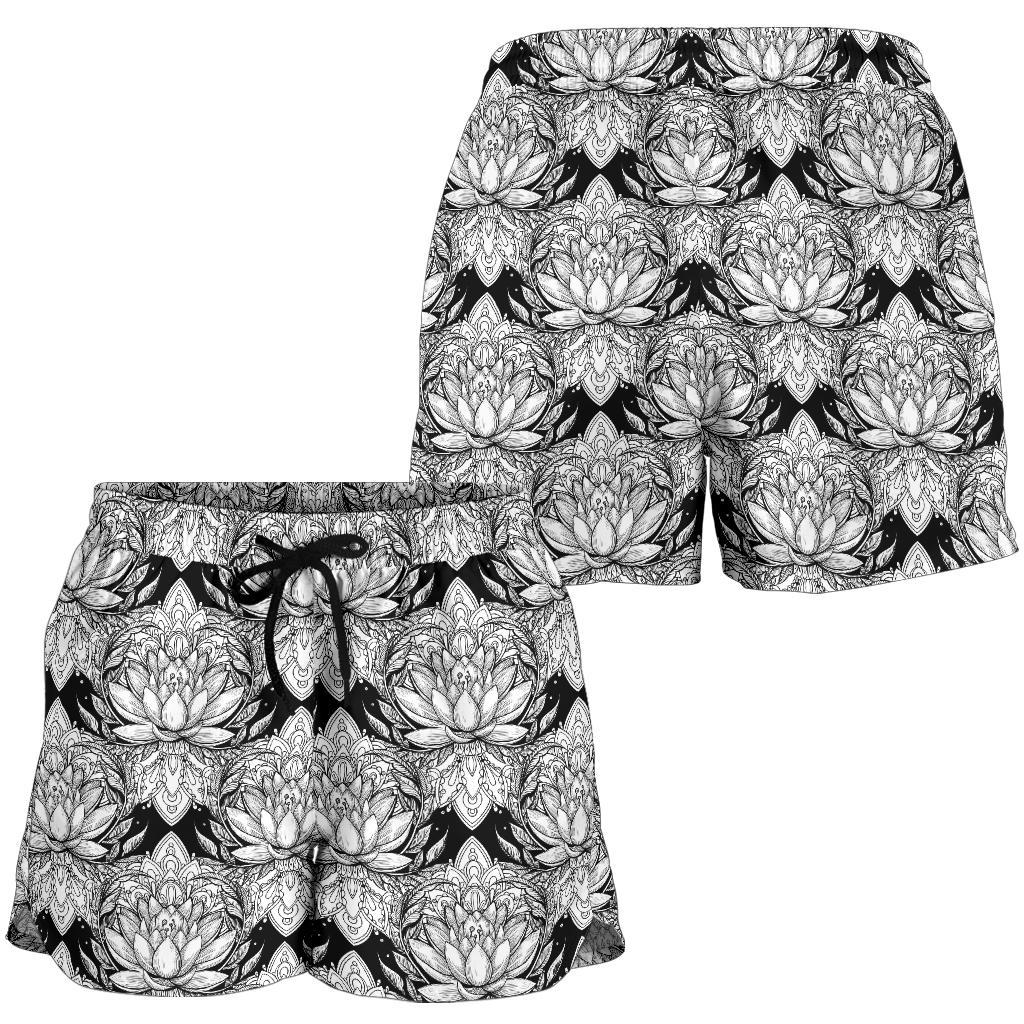 Lotus Mandala Print Pattern Women Shorts-JTAMIGO.COM