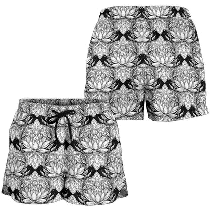 Lotus Mandala Print Pattern Women Shorts-JTAMIGO.COM