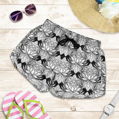 Lotus Mandala Print Pattern Women Shorts-JTAMIGO.COM