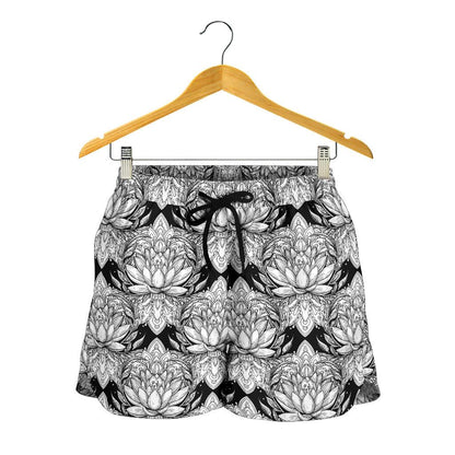 Lotus Mandala Print Pattern Women Shorts-JTAMIGO.COM