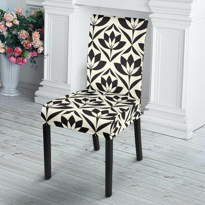 Lotus Pattern Print Dining Chair Slipcover-JTAMIGO.COM