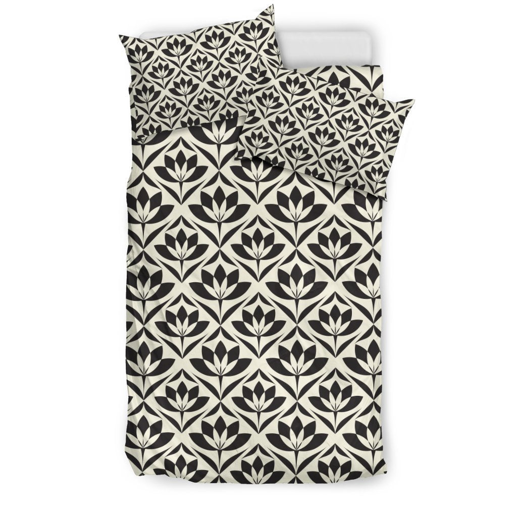 Lotus Pattern Print Duvet Cover Bedding Set