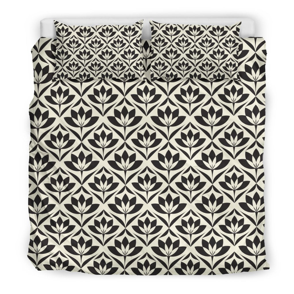Lotus Pattern Print Duvet Cover Bedding Set