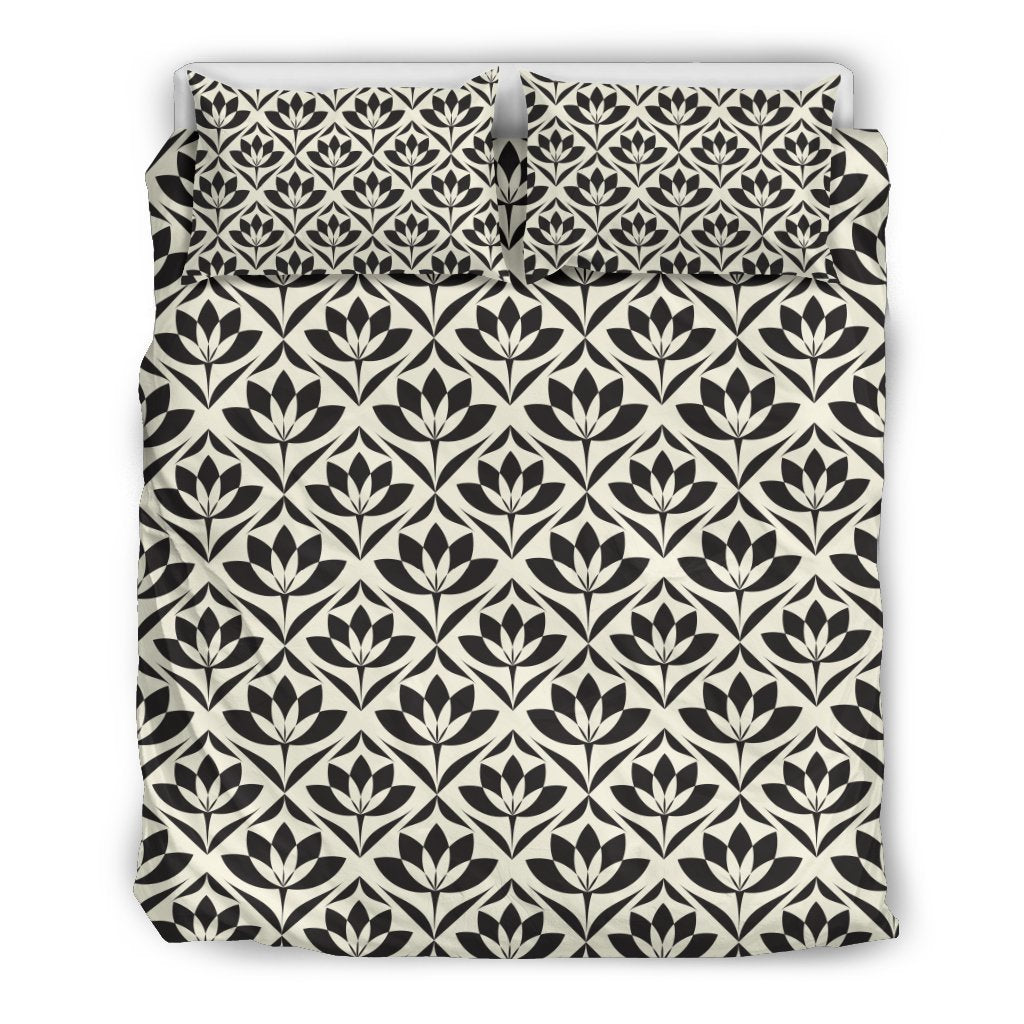 Lotus Pattern Print Duvet Cover Bedding Set