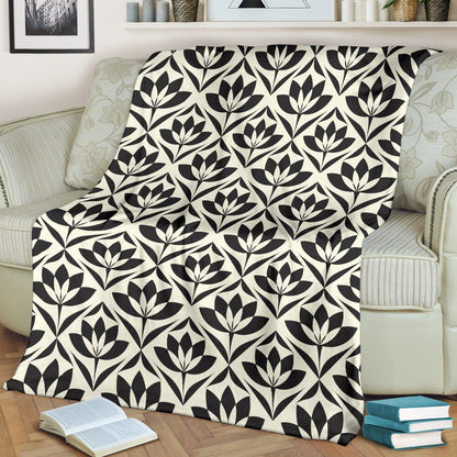 Lotus Pattern Print Fleece Blanket
