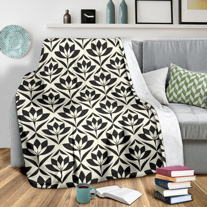Lotus Pattern Print Fleece Blanket