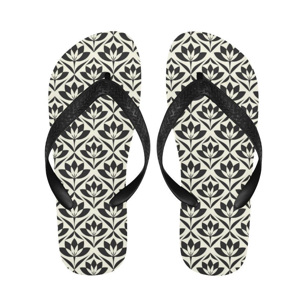 Lotus Pattern Print Flip Flops-JTAMIGO.COM