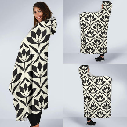 Lotus Pattern Print Hooded Blanket-JTAMIGO.COM