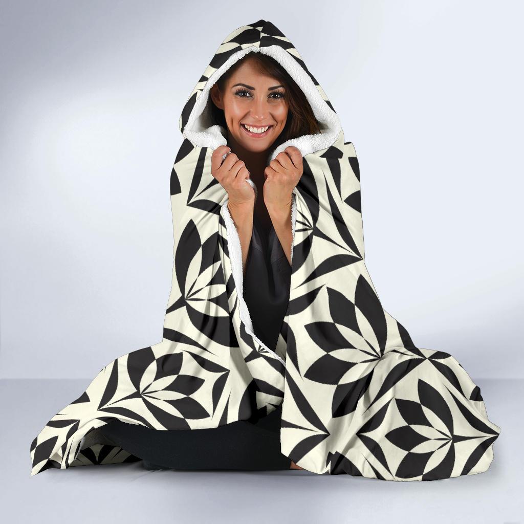 Lotus Pattern Print Hooded Blanket-JTAMIGO.COM