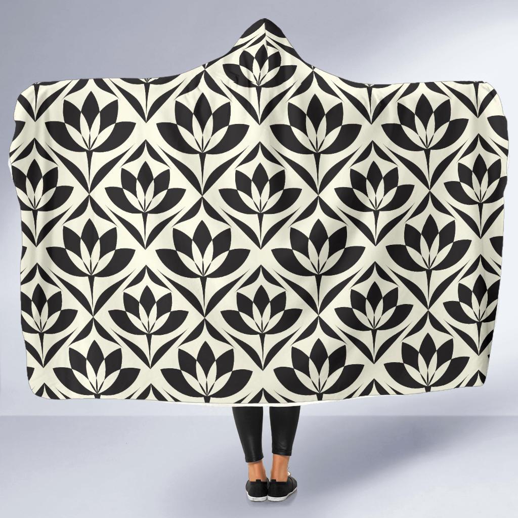 Lotus Pattern Print Hooded Blanket-JTAMIGO.COM