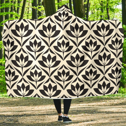 Lotus Pattern Print Hooded Blanket-JTAMIGO.COM
