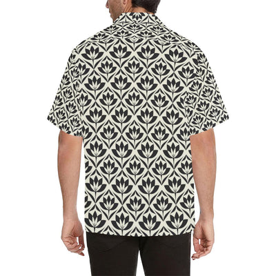 Lotus Pattern Print Men Aloha Hawaiian Shirt