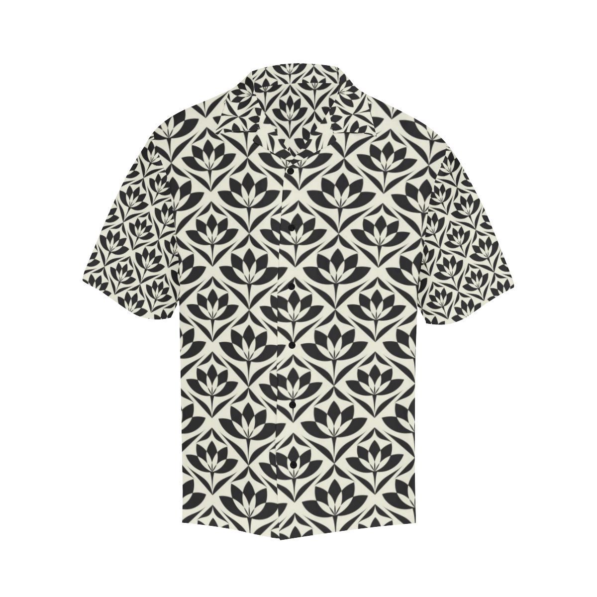 Lotus Pattern Print Men Aloha Hawaiian Shirt