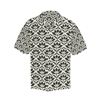 Lotus Pattern Print Men Aloha Hawaiian Shirt