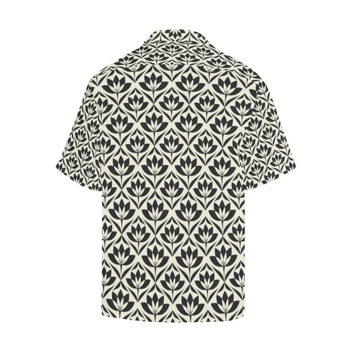 Lotus Pattern Print Men Aloha Hawaiian Shirt