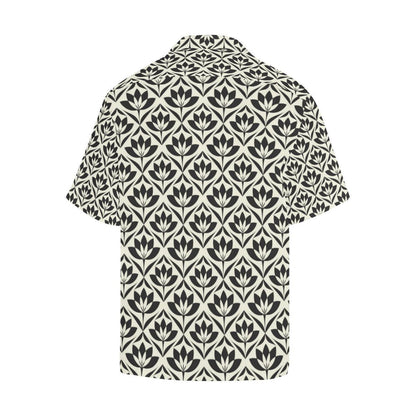 Lotus Pattern Print Men Aloha Hawaiian Shirt