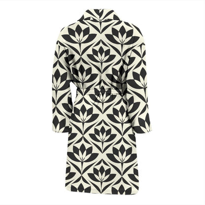 Lotus Pattern Print Men Bath Robe-JTAMIGO.COM