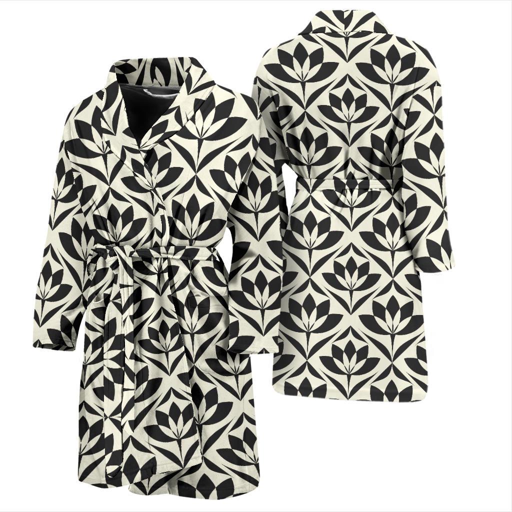 Lotus Pattern Print Men Bath Robe-JTAMIGO.COM