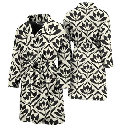Lotus Pattern Print Men Bath Robe-JTAMIGO.COM