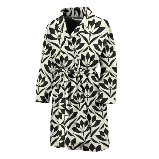 Lotus Pattern Print Men Bath Robe-JTAMIGO.COM