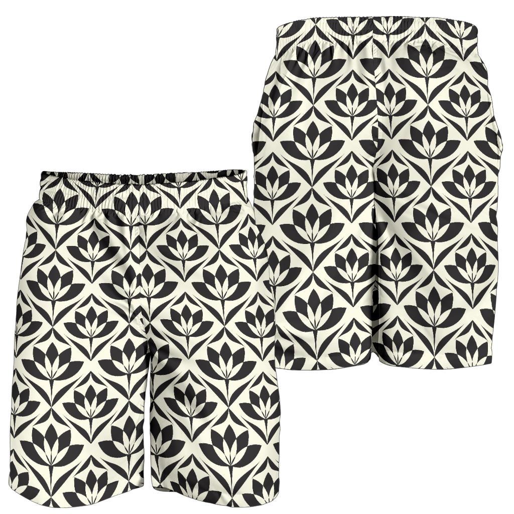 Lotus Pattern Print Mens Shorts-JTAMIGO.COM