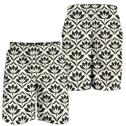 Lotus Pattern Print Mens Shorts-JTAMIGO.COM