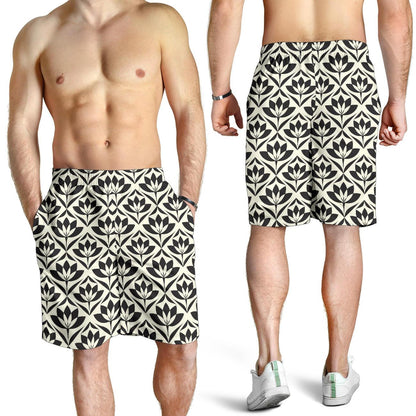 Lotus Pattern Print Mens Shorts-JTAMIGO.COM