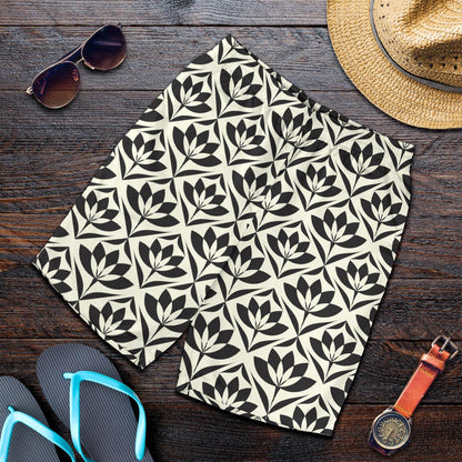 Lotus Pattern Print Mens Shorts-JTAMIGO.COM