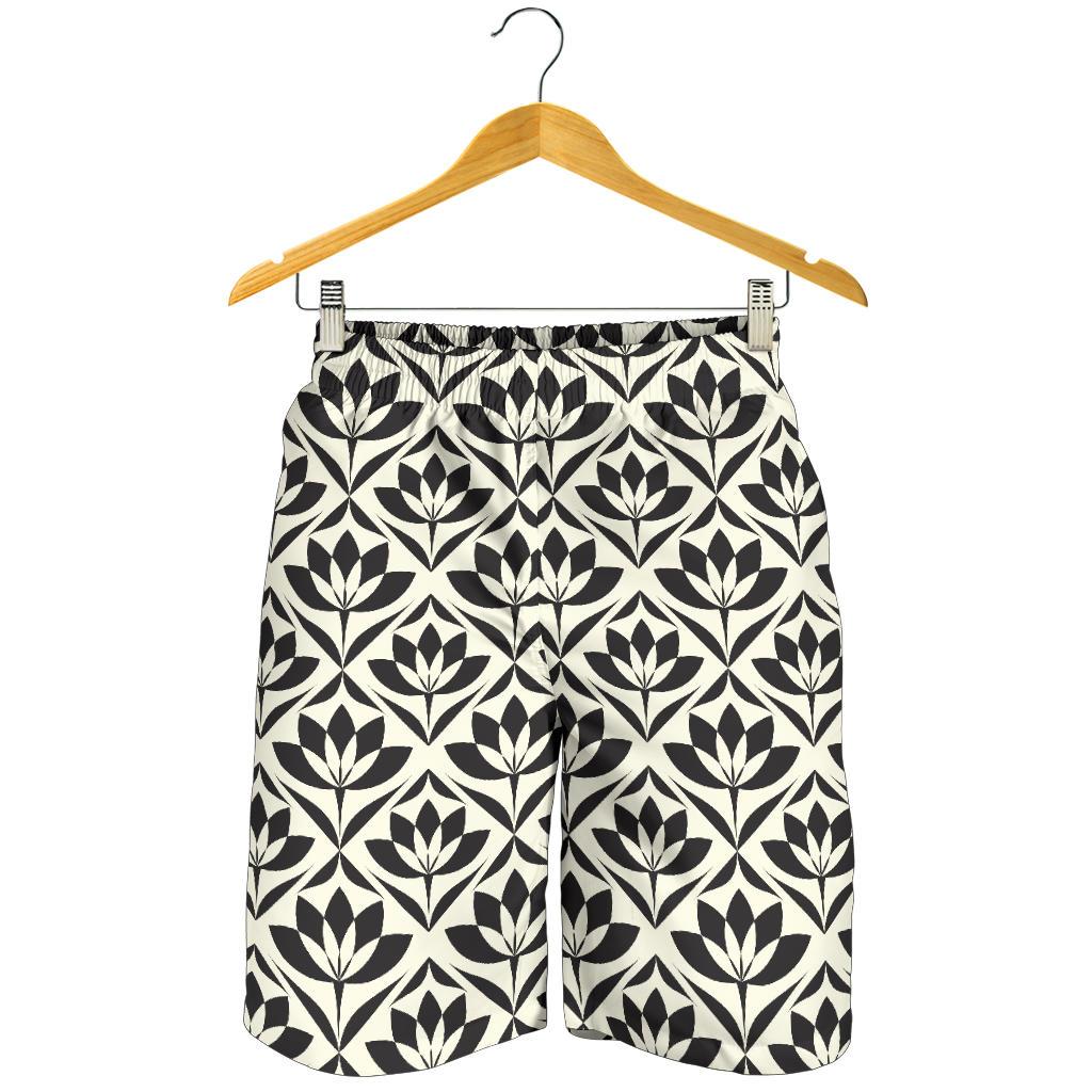 Lotus Pattern Print Mens Shorts-JTAMIGO.COM