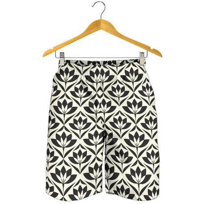 Lotus Pattern Print Mens Shorts-JTAMIGO.COM