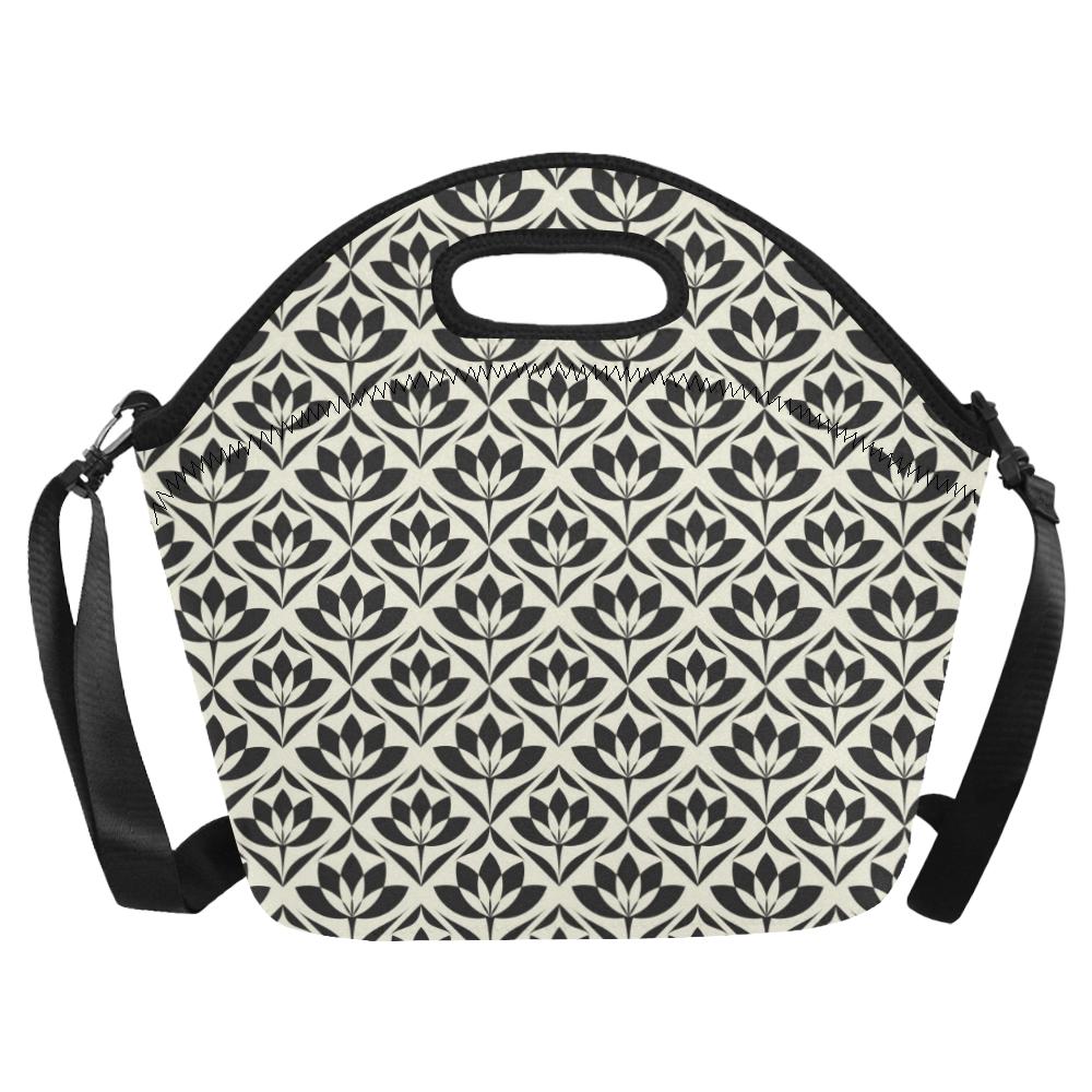 Lotus Pattern Print Neoprene Lunch Bag (Model 1669)(Large)-JTAMIGO.COM