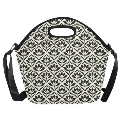 Lotus Pattern Print Neoprene Lunch Bag (Model 1669)(Large)-JTAMIGO.COM