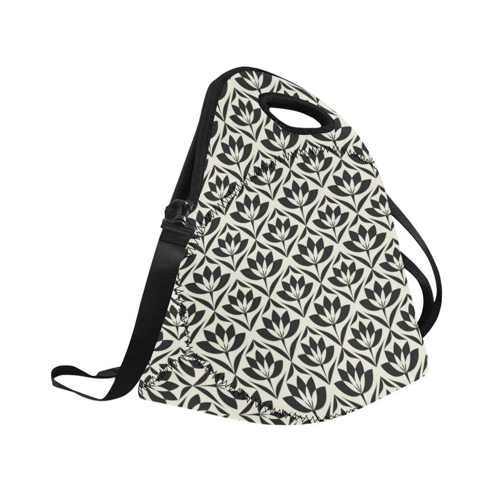 Lotus Pattern Print Neoprene Lunch Bag (Model 1669)(Large)-JTAMIGO.COM