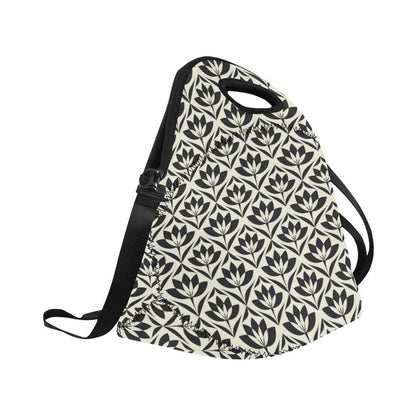 Lotus Pattern Print Neoprene Lunch Bag (Model 1669)(Large)-JTAMIGO.COM