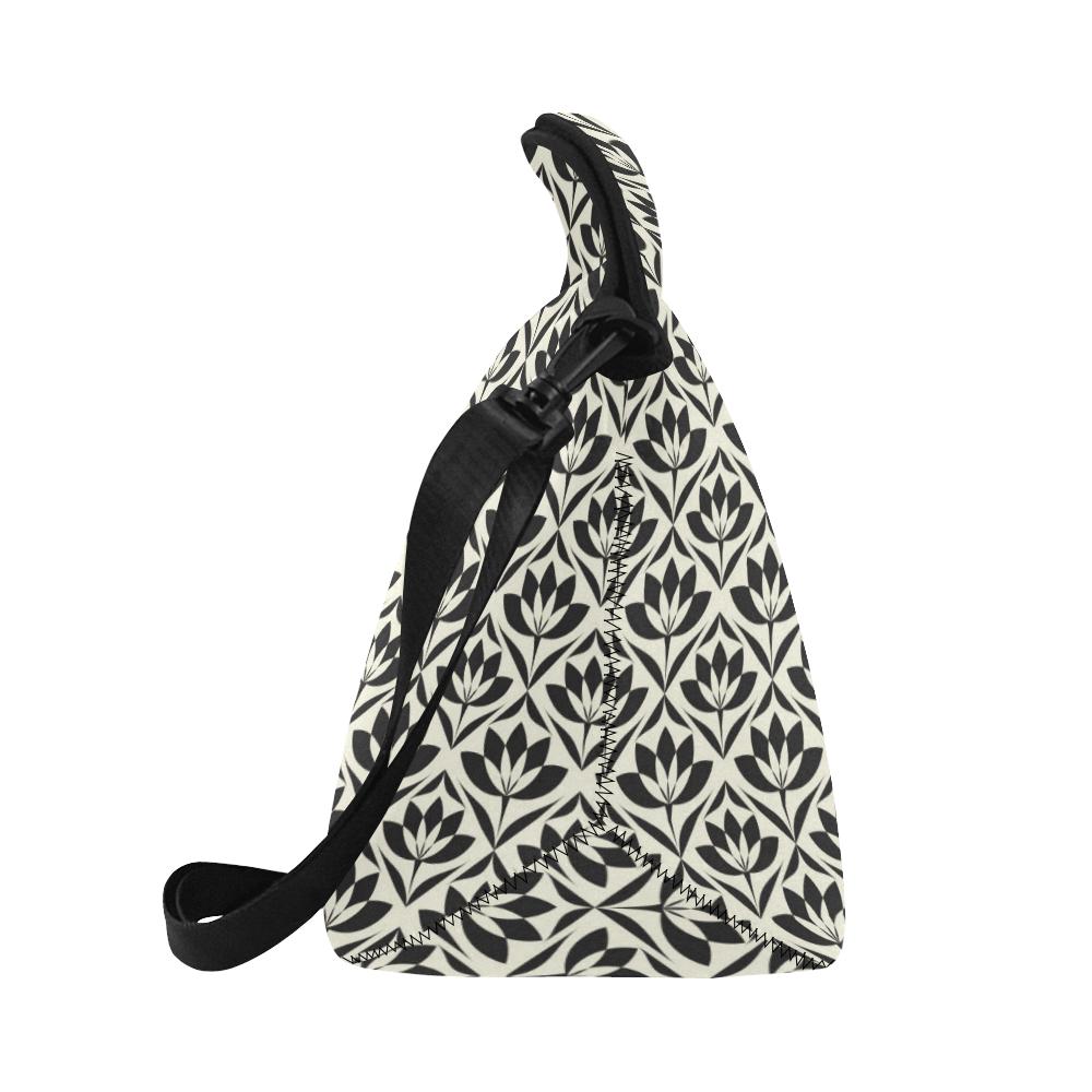 Lotus Pattern Print Neoprene Lunch Bag (Model 1669)(Large)-JTAMIGO.COM