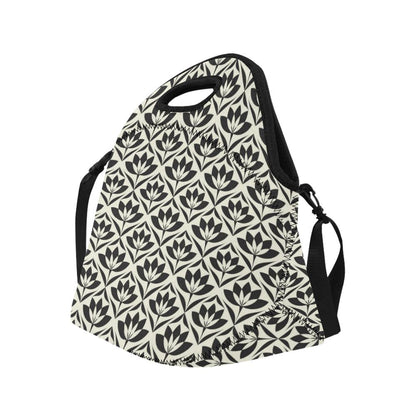 Lotus Pattern Print Neoprene Lunch Bag (Model 1669)(Large)-JTAMIGO.COM