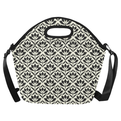 Lotus Pattern Print Neoprene Lunch Bag (Model 1669)(Large)-JTAMIGO.COM