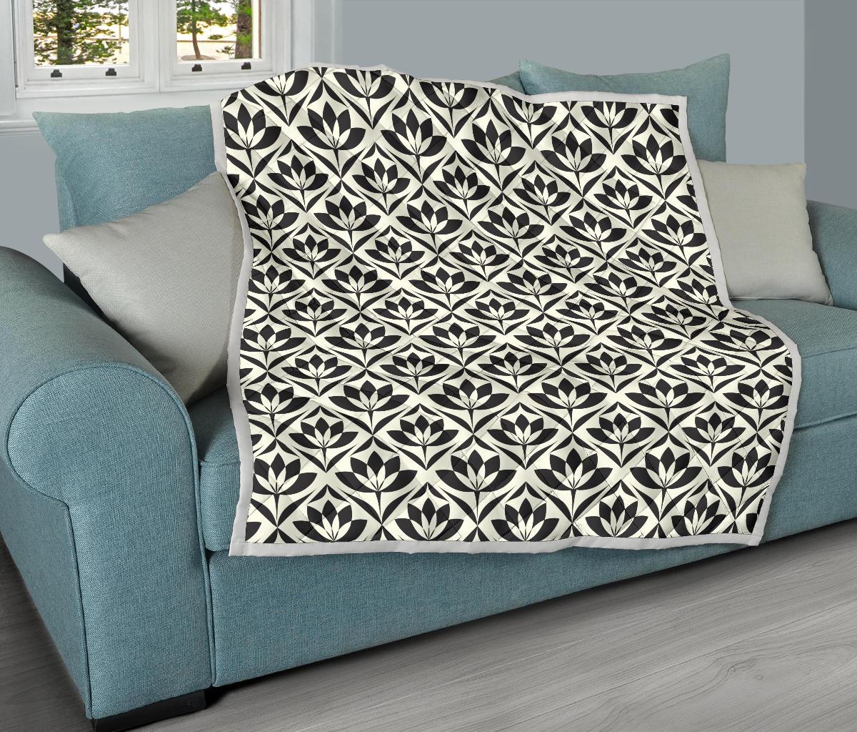 Lotus Pattern Print Premium Quilt-JTAMIGO.COM