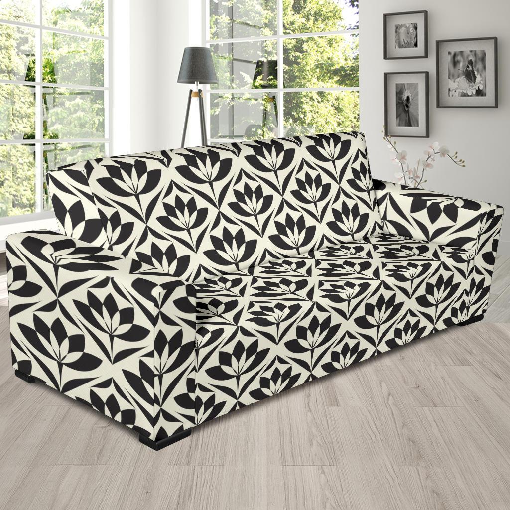 Lotus Pattern Print Sofa Slipcover-JTAMIGO.COM