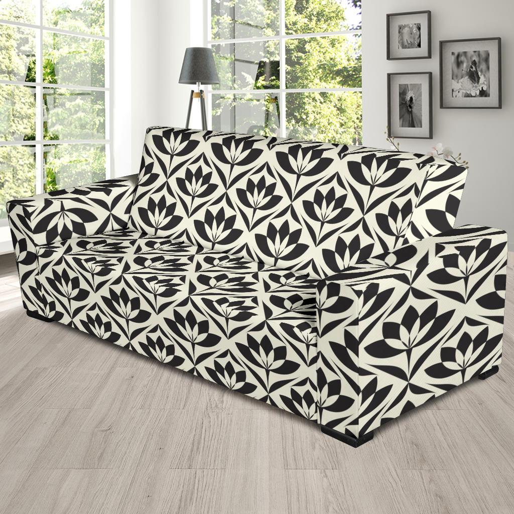 Lotus Pattern Print Sofa Slipcover-JTAMIGO.COM